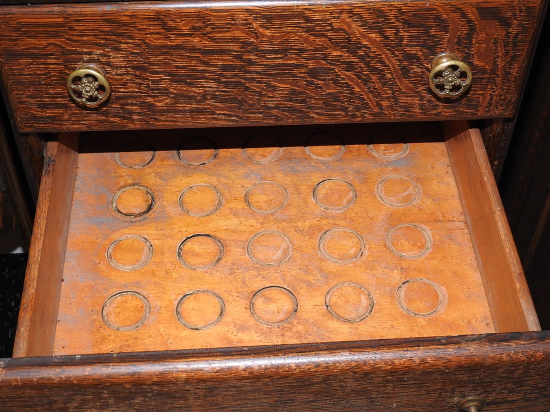 Antique Oak Multi-Drawer Cabinet - 5