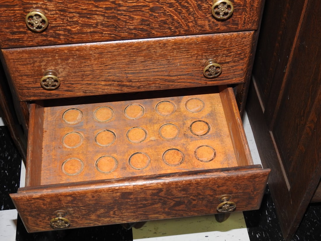 Antique Oak Multi-Drawer Cabinet - 6