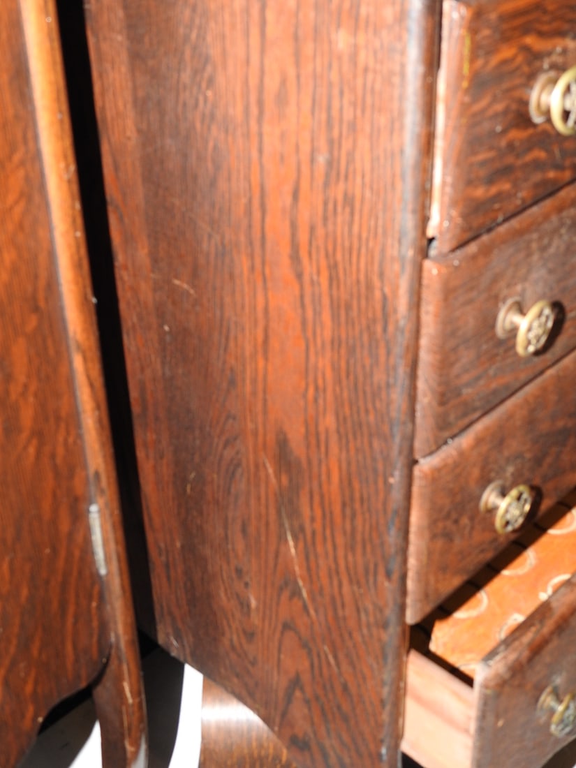 Antique Oak Multi-Drawer Cabinet - 9