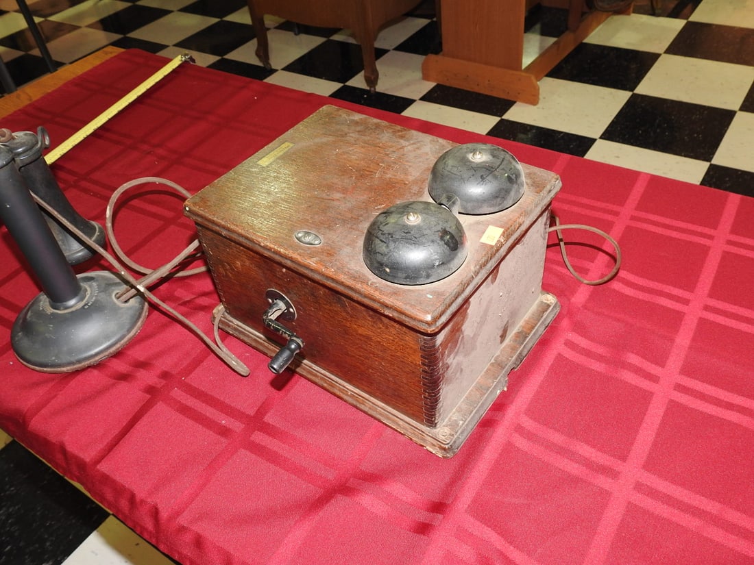 Western Electric Oak Telephone with Bells - 9