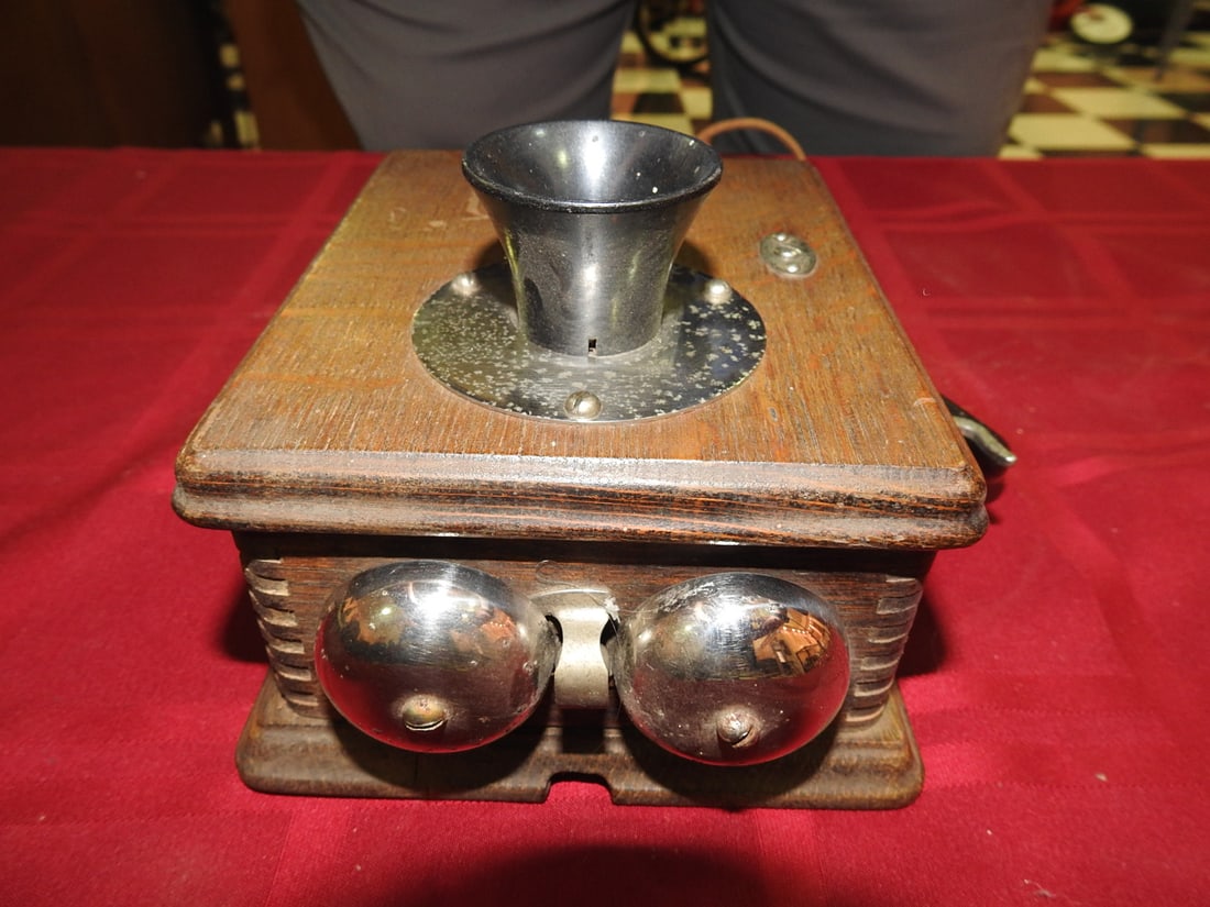 Antique Oak Desk Telephone - 5