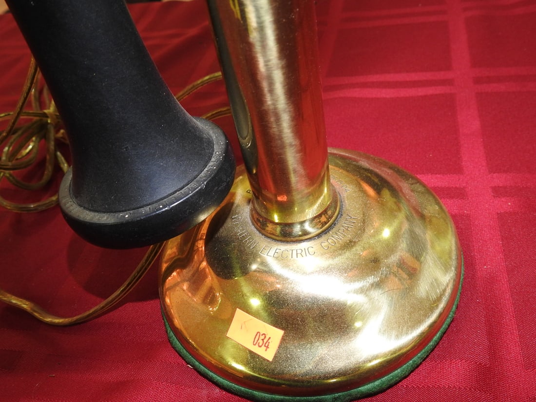 Kellog Brass Candlestick Telephone with Receiver - 3