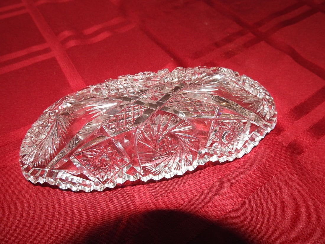 ABP Cut Crystal Oval Relish / Celery Tray - 2