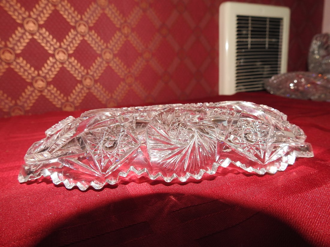 ABP Cut Crystal Oval Relish / Celery Tray - 3
