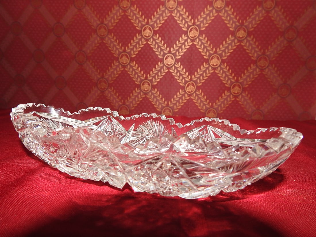 ABP Cut Crystal Oval Relish / Celery Tray - 4