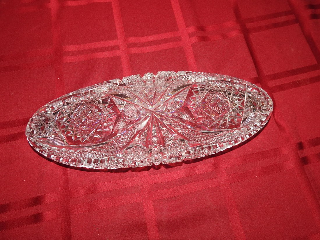 Large ABP Cut Crystal Oval Celery Tray - 3