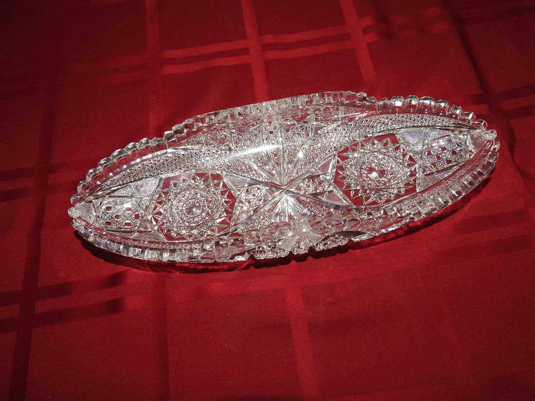 Large ABP Cut Crystal Oval Celery Tray - 4