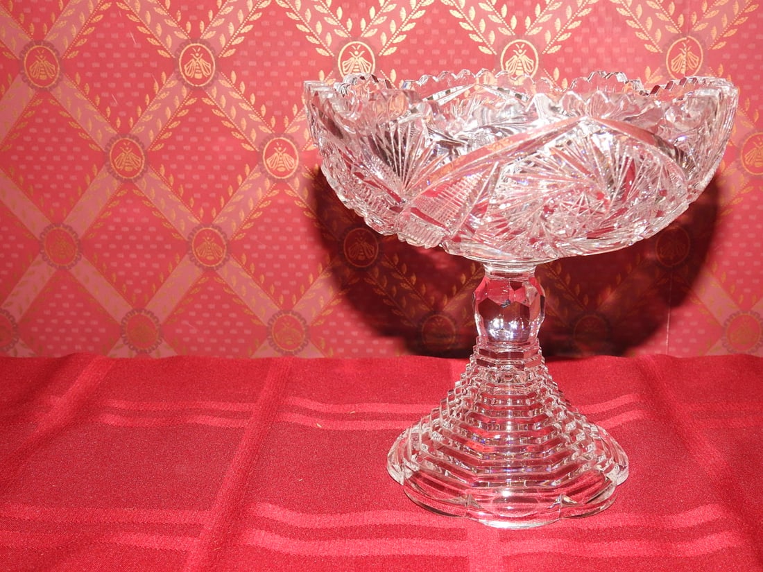 Cut Crystal Pedestal Compote / Centerpiece Bowl (1 of 4)