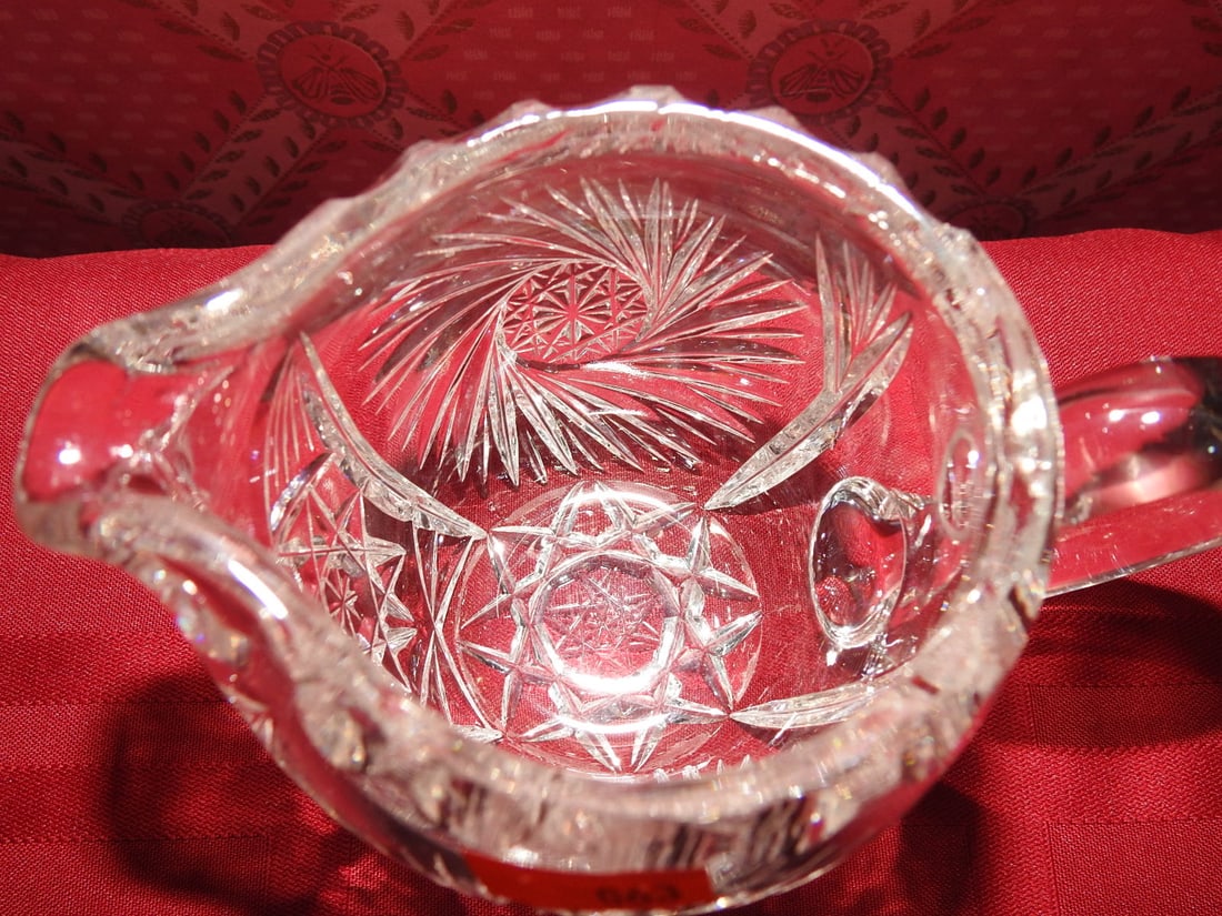 Cut Crystal Creamer with Fan and Hobstar Pattern - 2