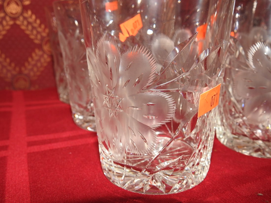 Etched Crystal Pitcher and Six-Glass Water Set - 2