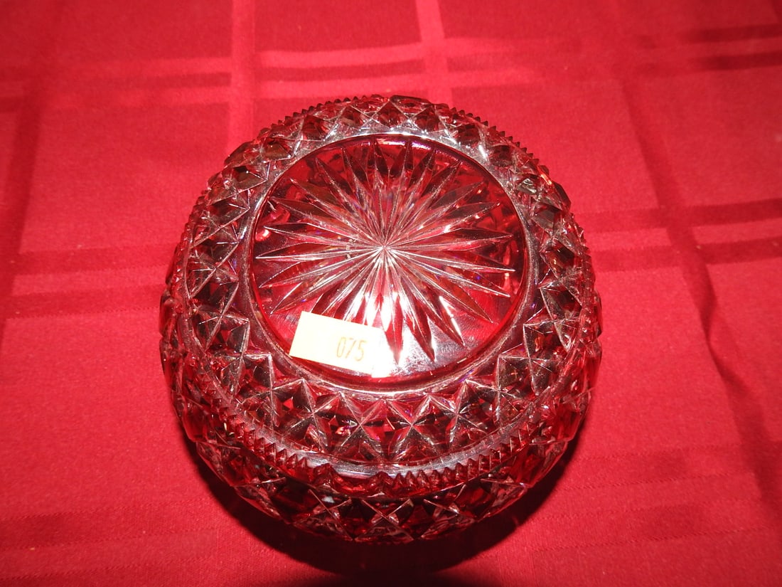 Ruby Red Pressed Glass Covered Candy Dish - 2