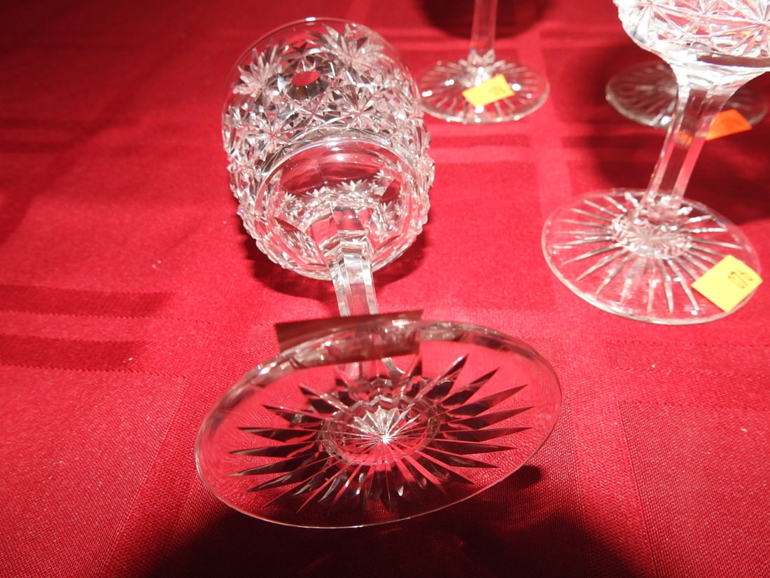 Set of Six Cut Crystal Wine Goblets - 3