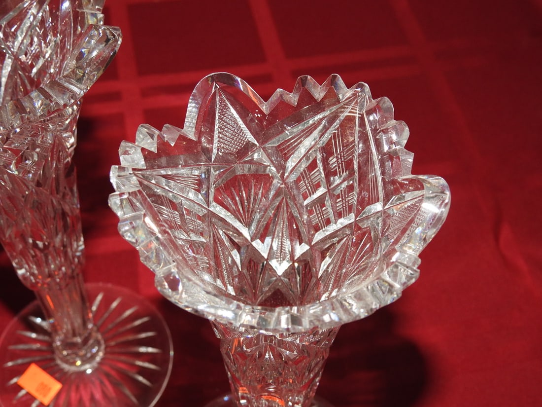 Pair Cut Crystal Bud Vases - 3