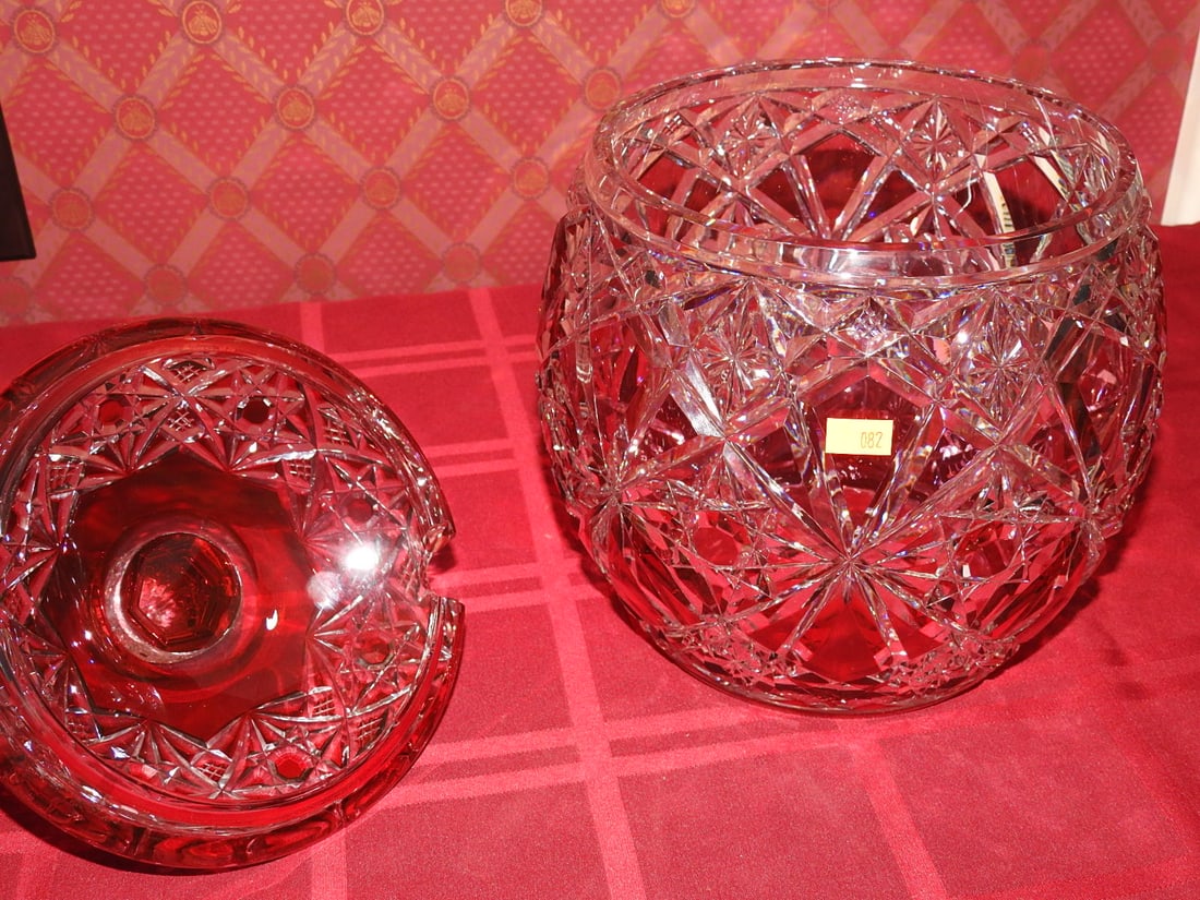 Ruby Flash Cut-to-Clear Covered Candy Jar - 7