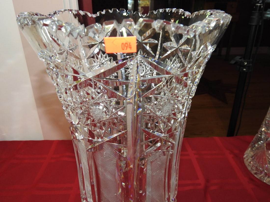 Large ABP Cut Glass Trumpet Vase - 2