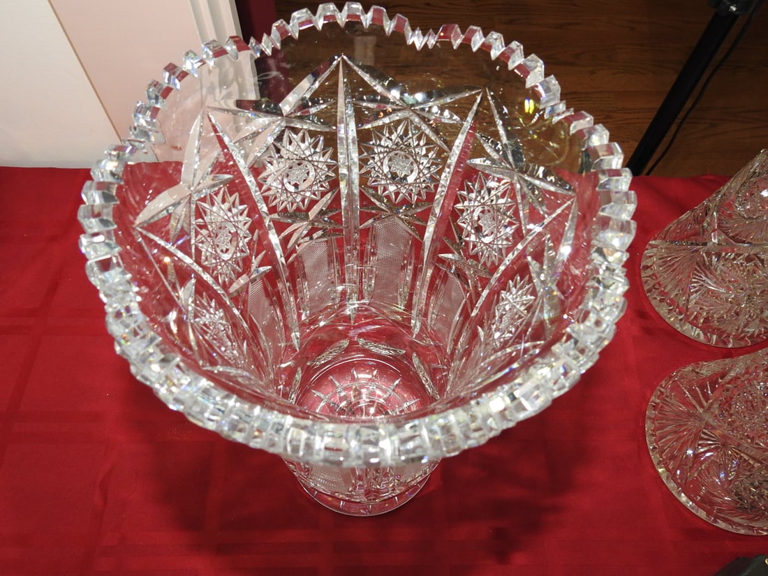 Large ABP Cut Glass Trumpet Vase - 3