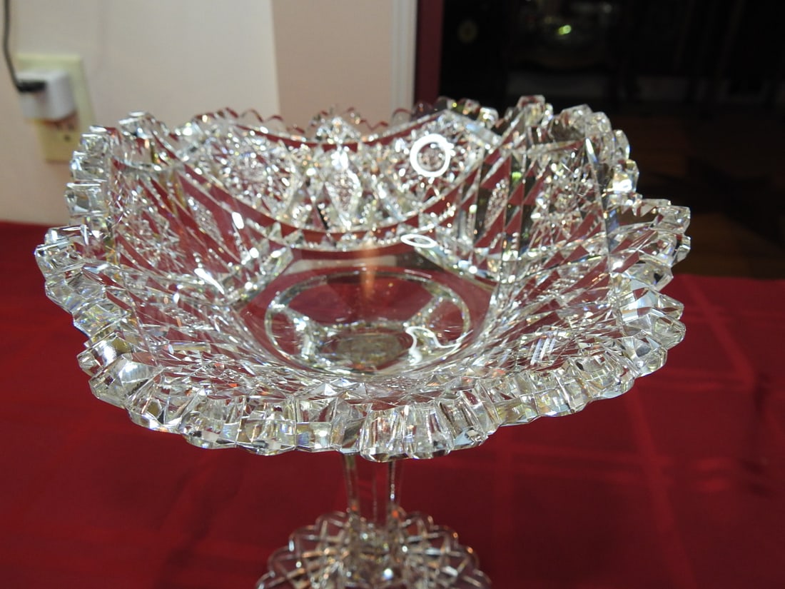 ABP Cut Glass Pedestal Centerpiece Bowl - 2