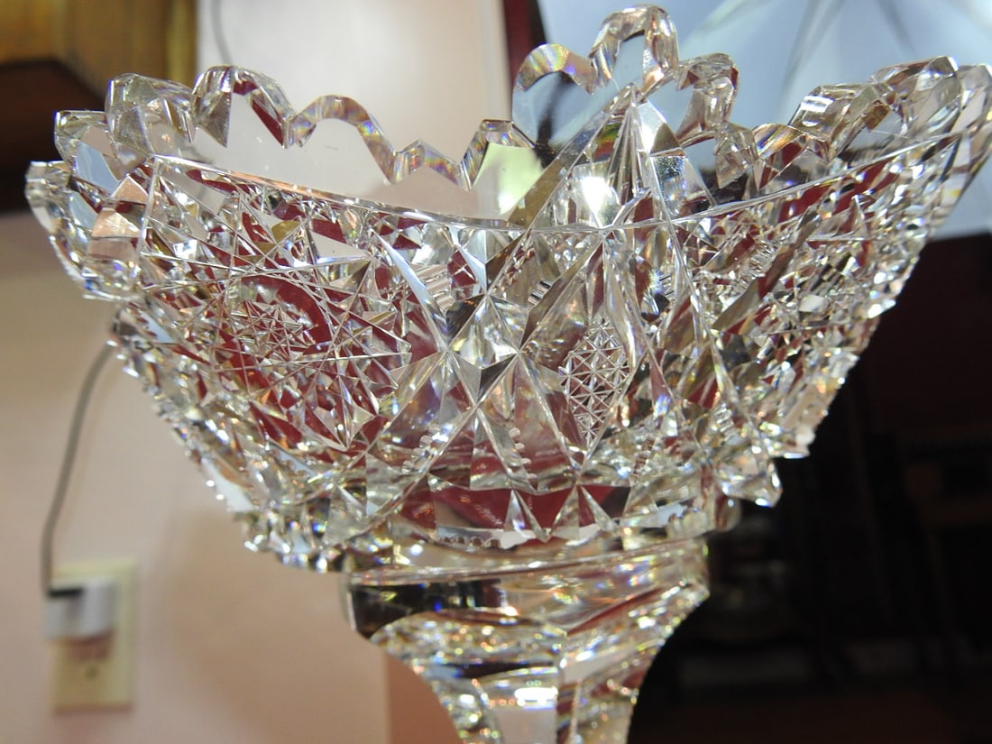 ABP Cut Glass Pedestal Centerpiece Bowl - 3