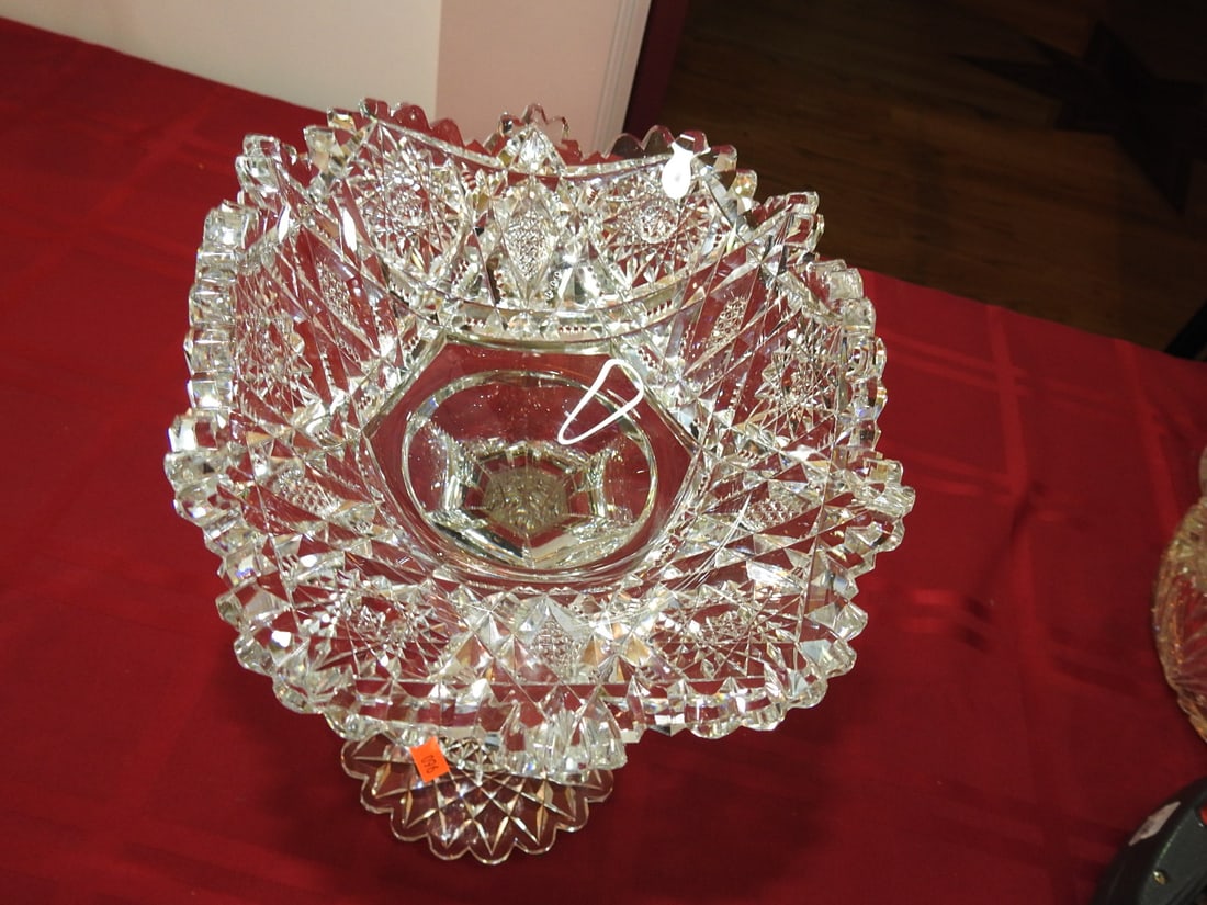 ABP Cut Glass Pedestal Centerpiece Bowl - 4