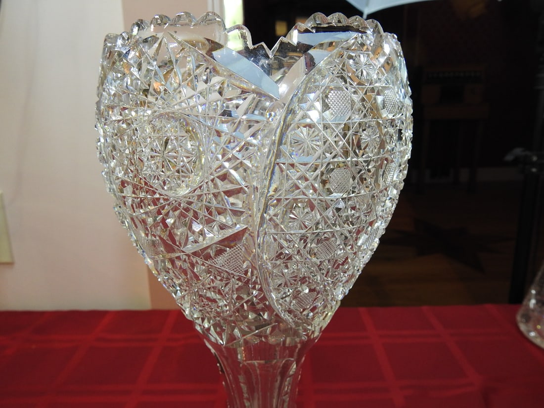 ABP Cut Glass Pedestal Centerpiece Bowl - 3