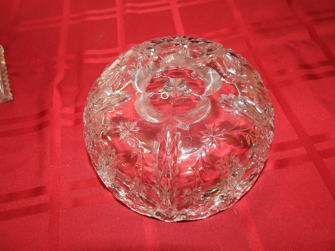 Floral Wheel-Etched Glass Console Bowl - 4