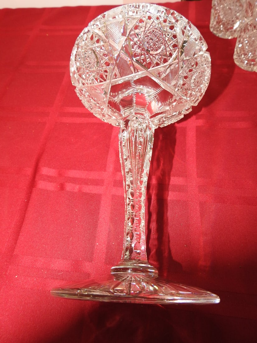 Tall Cut Glass Pedestal Compote - 3