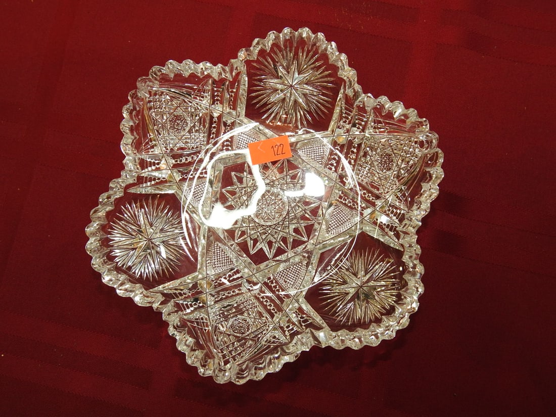 Cut Glass Oval Serving / Celery Bowl - 2