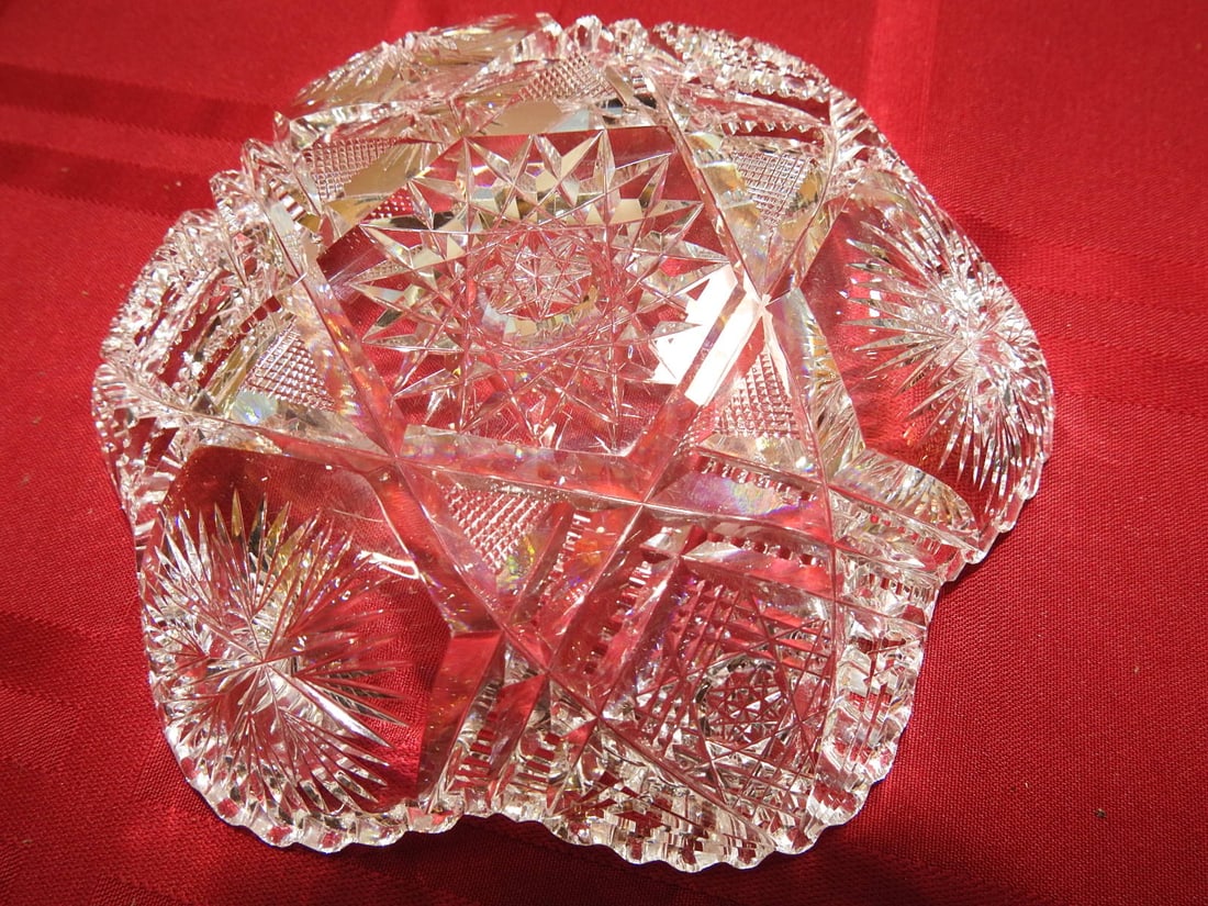 Cut Glass Oval Serving / Celery Bowl - 3