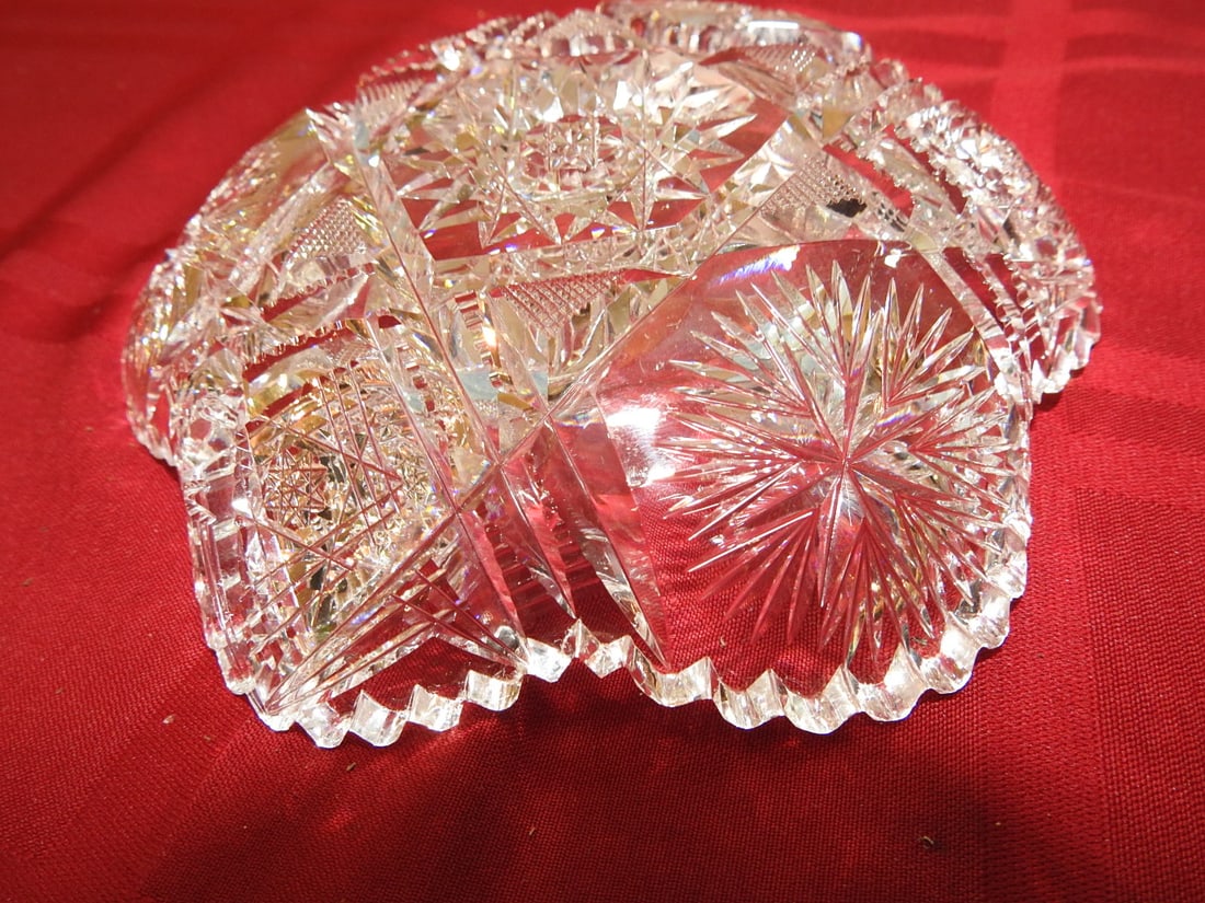 Cut Glass Oval Serving / Celery Bowl - 4