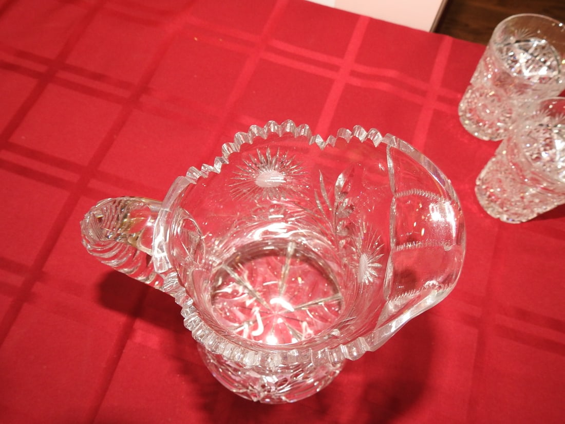 Cut Glass Tankard Water Pitcher - 3
