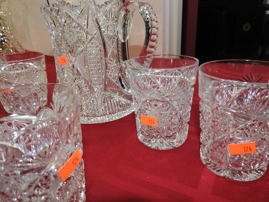 Cut Glass Tankard Water Set with Tumblers - 2