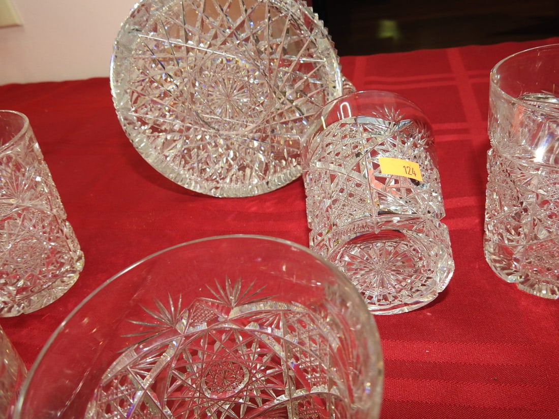 Cut Glass Tankard Water Set with Tumblers - 5