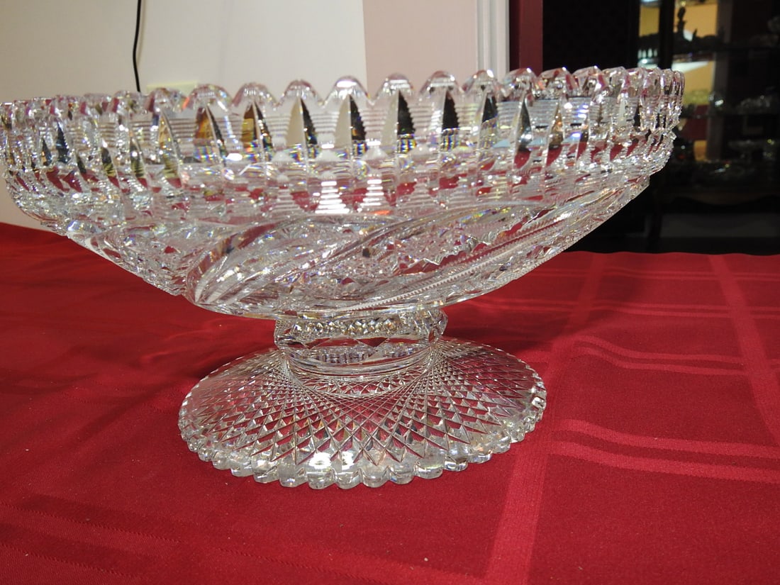 Cut Glass Footed Compote / Centerpiece Bowl - 2