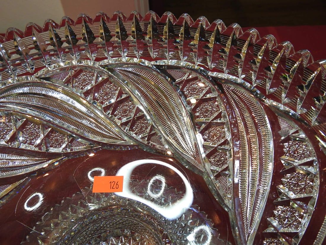 Cut Glass Footed Compote / Centerpiece Bowl - 3