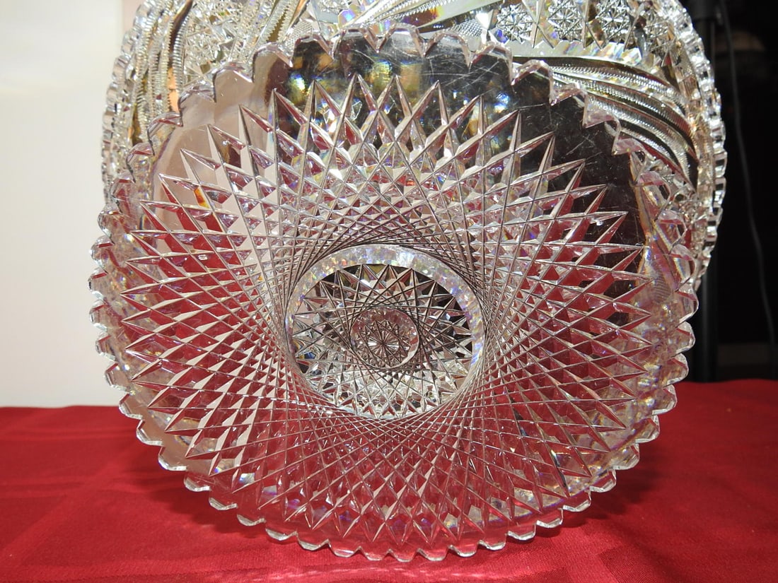Cut Glass Footed Compote / Centerpiece Bowl - 5