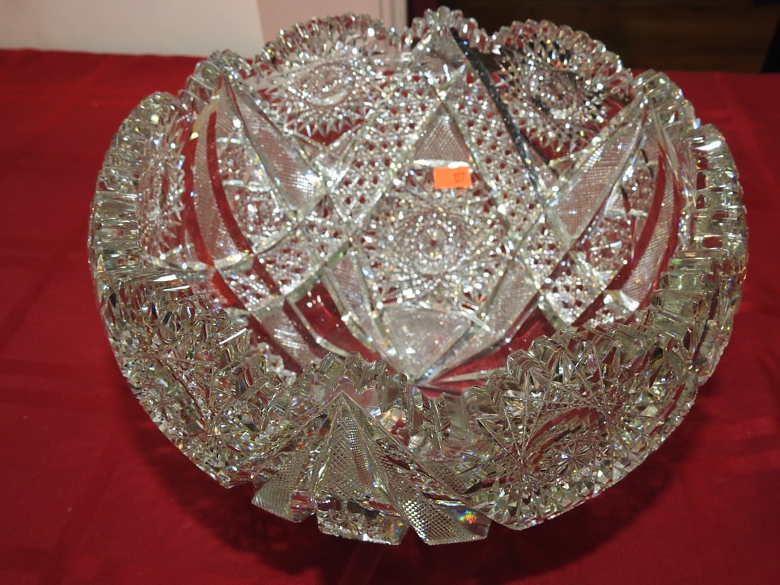 Cut Glass Footed Compote / Centerpiece Bowl - 7