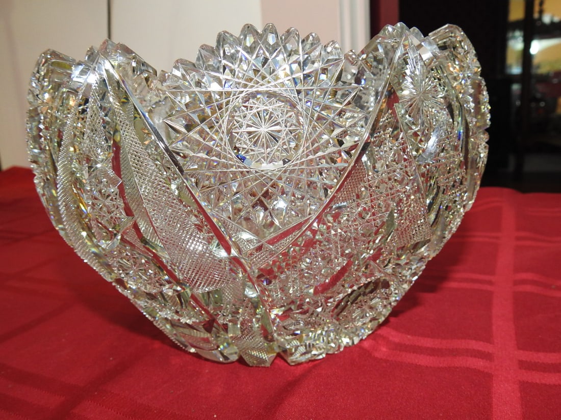 Cut Glass Footed Compote / Centerpiece Bowl - 9