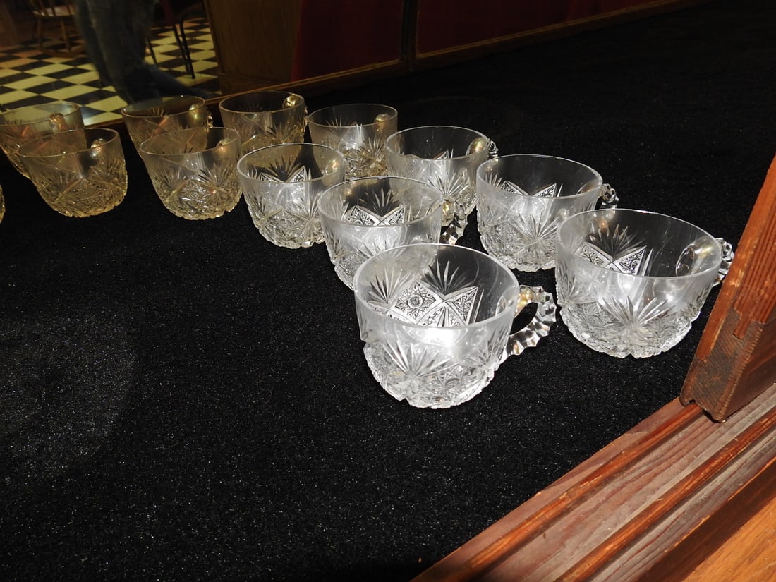 ABP Lorraine Pattern Punch Bowl Set with 24 Cups - Signed - 9