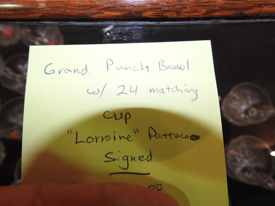 ABP Lorraine Pattern Punch Bowl Set with 24 Cups - Signed - 11