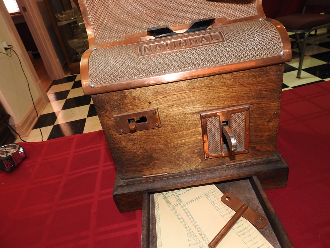 Antique National Brand Time Clock / Recorder - 12