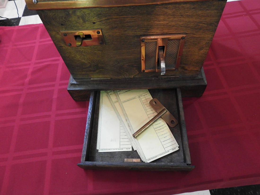 Antique National Brand Time Clock / Recorder - 4