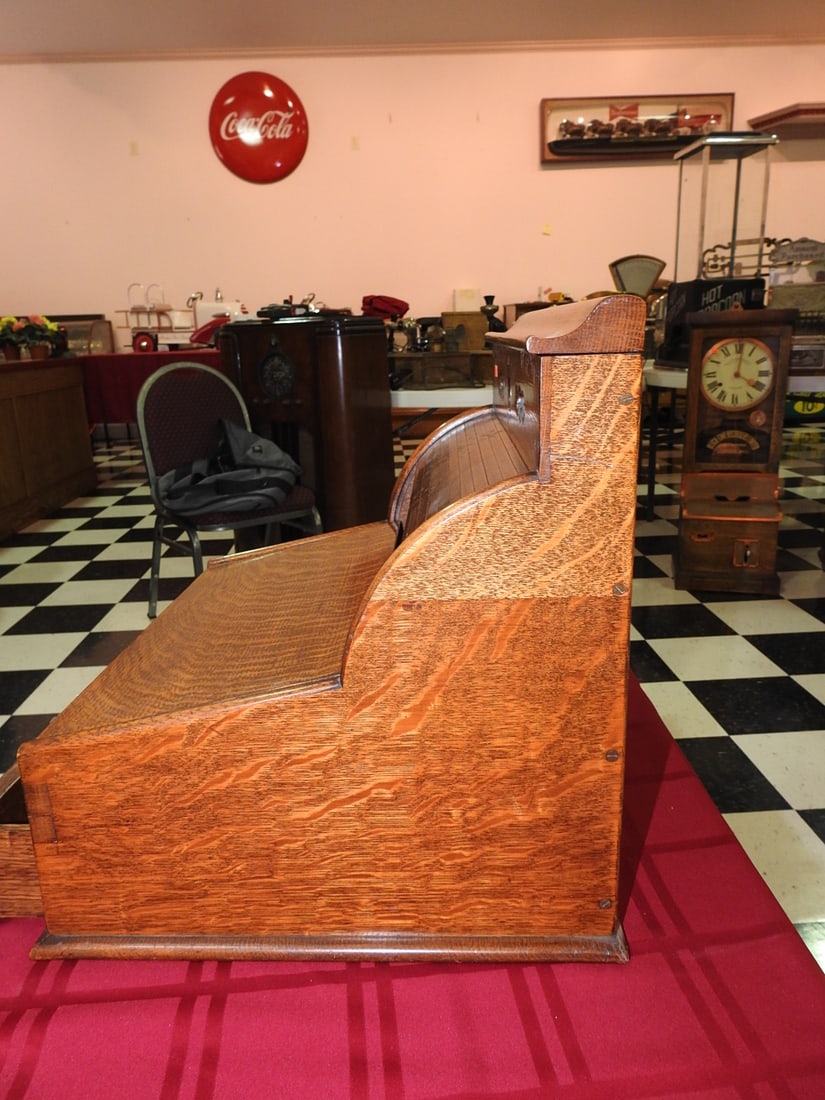 Antique Roll-Top Writing Slope with Ink Bottles - 10