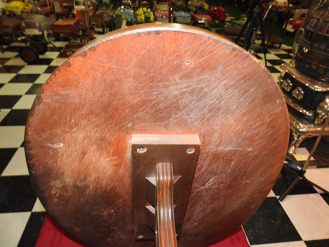 Turn-of-Century Round Wood Side Table - 10