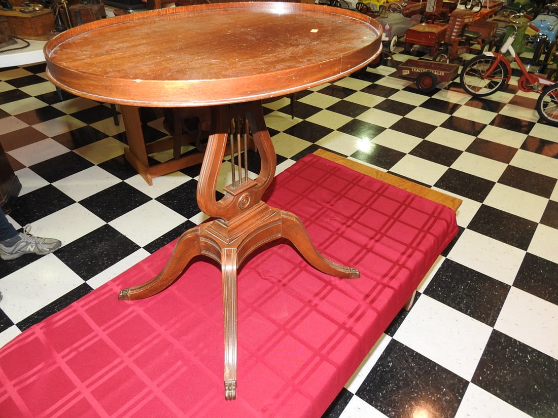 Turn-of-Century Round Wood Side Table - 3