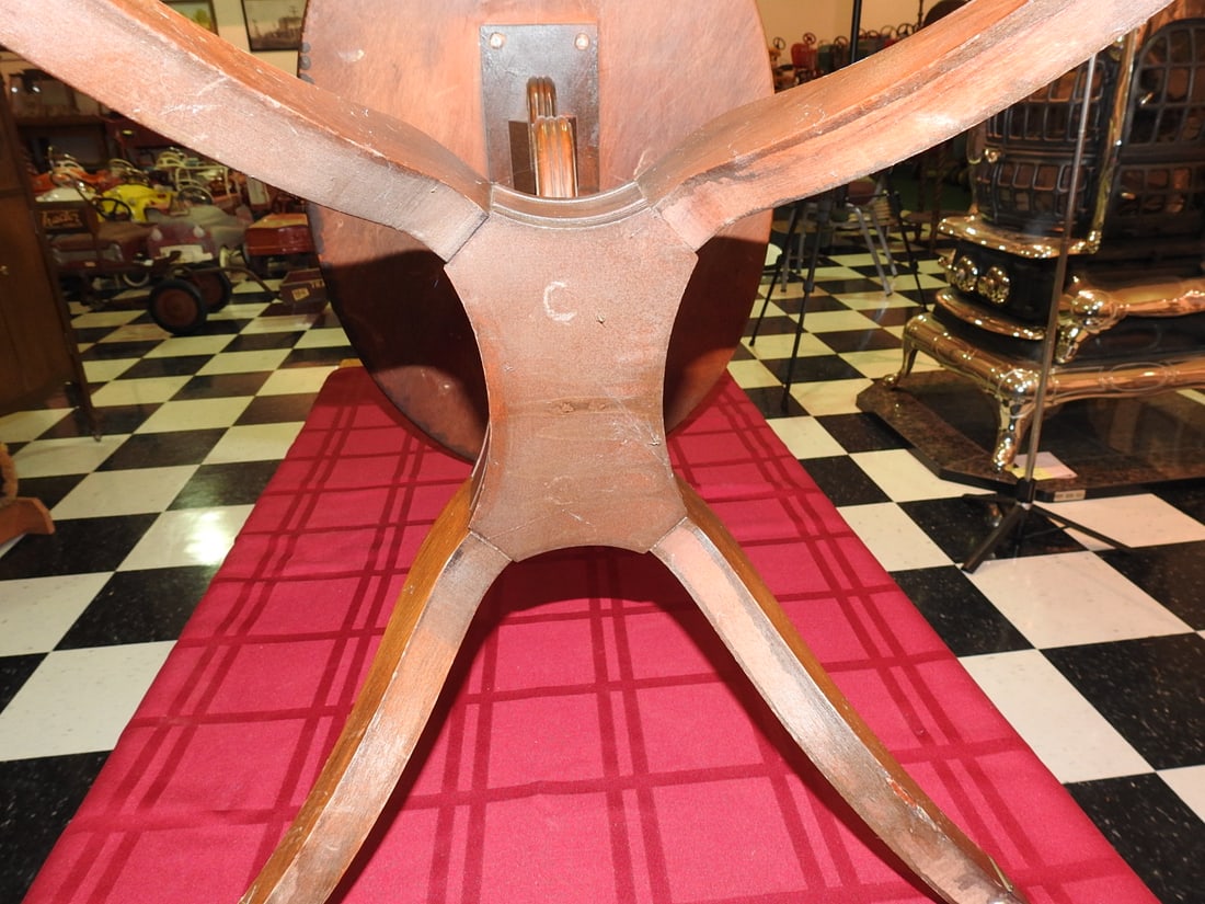 Turn-of-Century Round Wood Side Table - 8