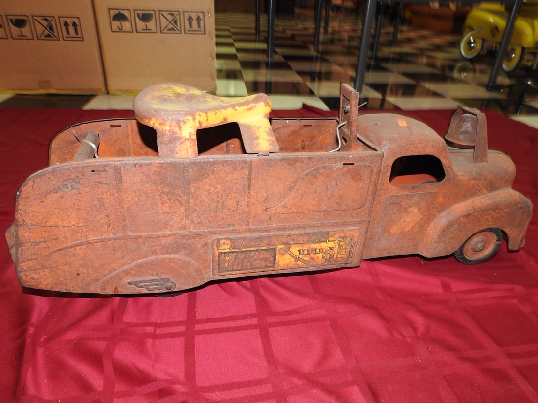 Vintage VFD Ride-On Fire Truck Toy - 5