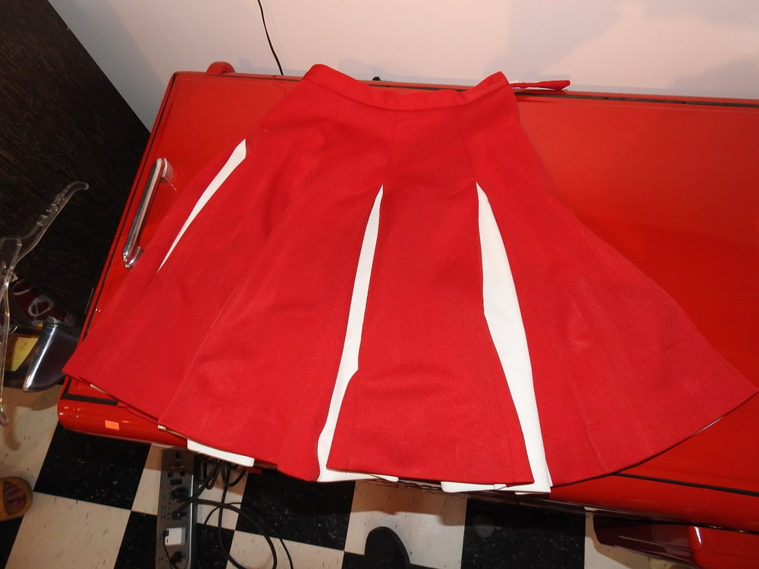 Vintage Red and White Cheerleader Skirt - 3