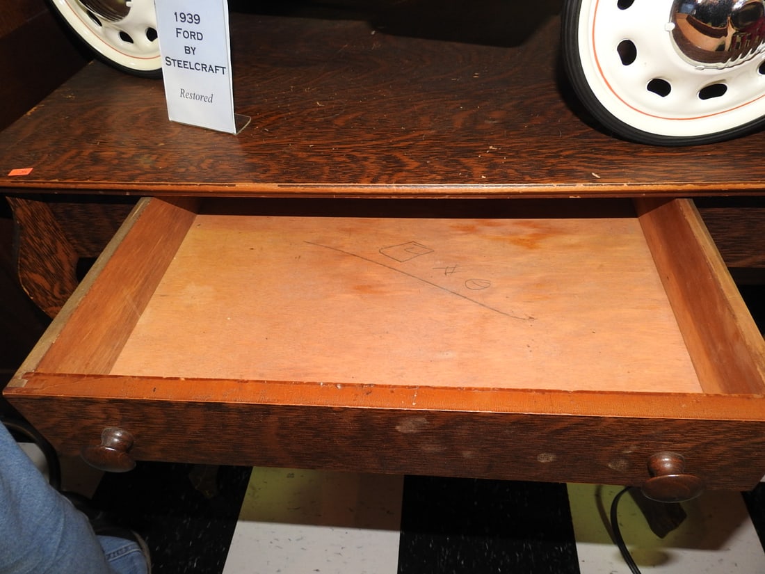 Antique Oak Entry Desk - 6