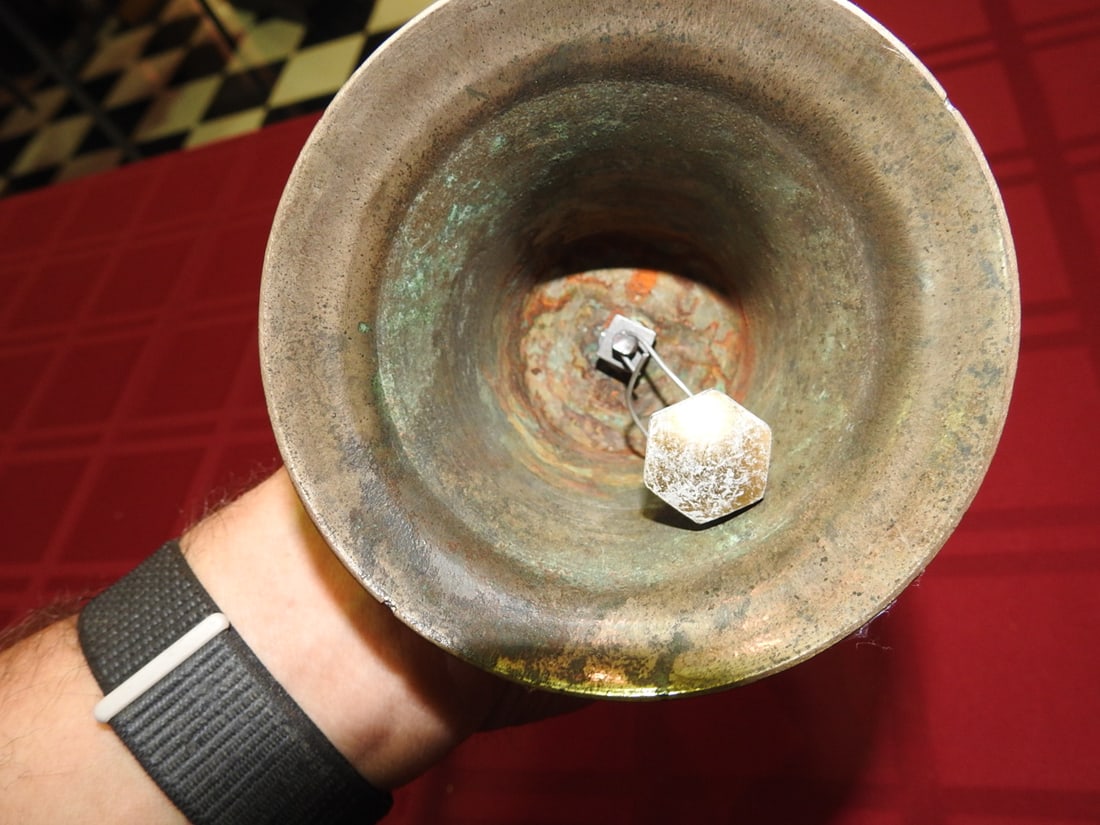 Antique Brass Bell with Wooden Handle - 3