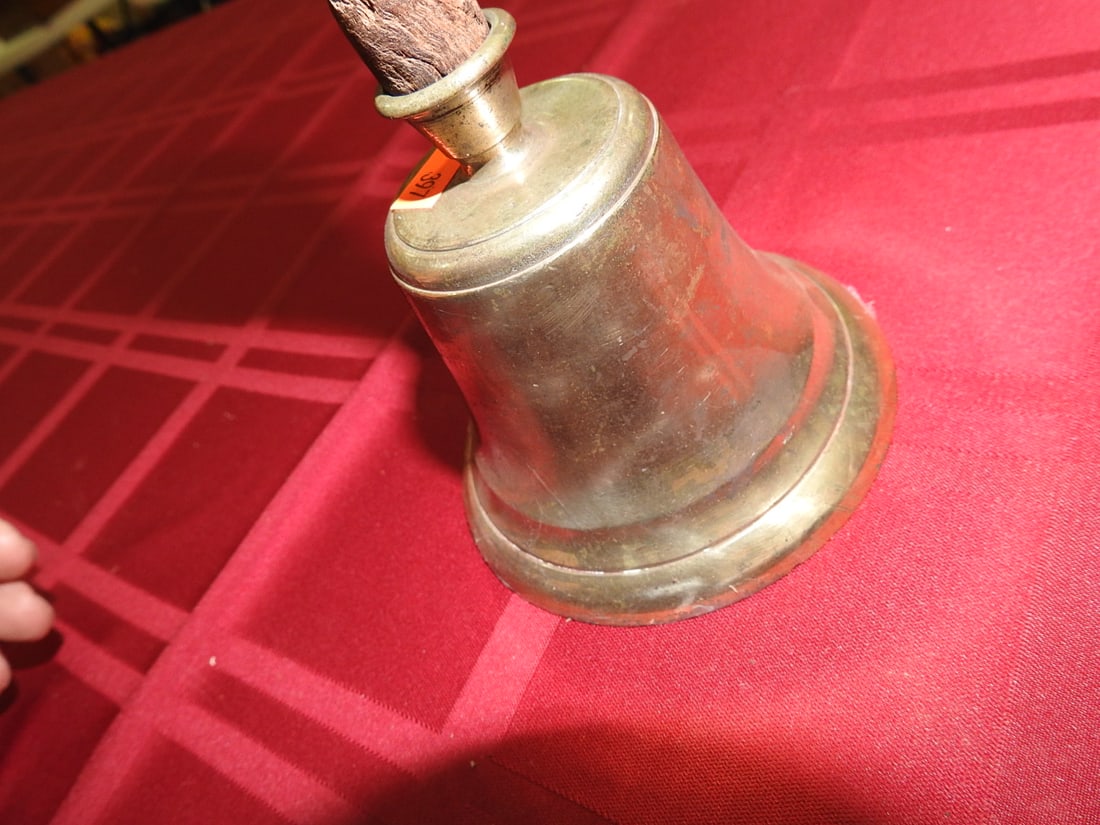 Antique Brass Bell with Wooden Handle - 4